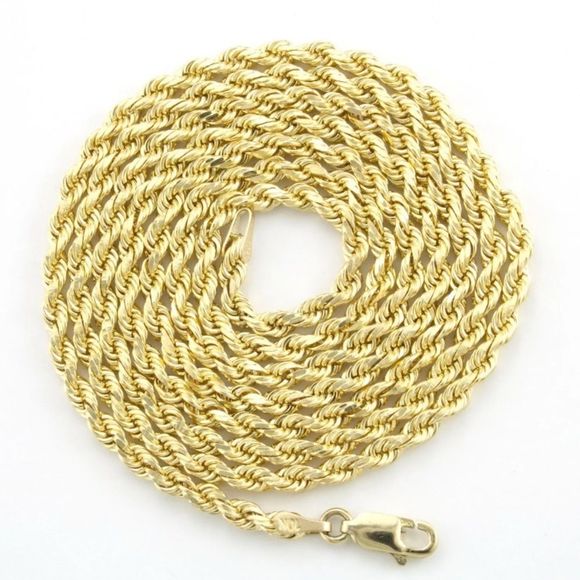 REAL 22” Rope Chain 10K Yellow Gold Necklace New - Picture 2 of 5